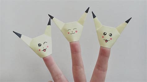 How To Make An Origami Finger Puppet Pikachu Easy Paper Crafts Youtube