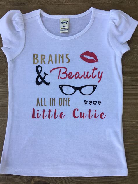 Brains And Beauty Tee Little Girls Tee Funny Girls Shirt Little