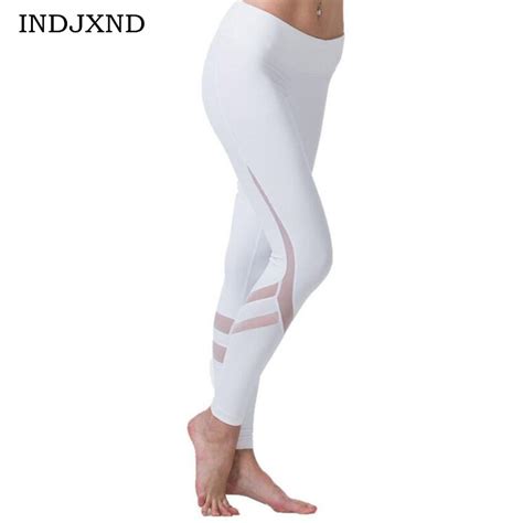 indjxnd women workout leggings net splice fitness leggins elastic plus size womens clothing mesh