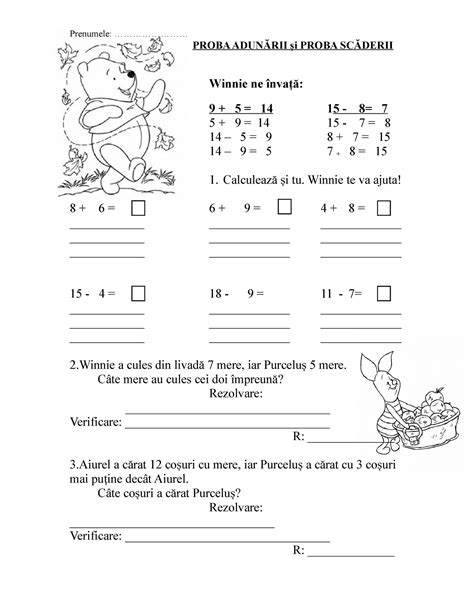 Proba Adunarii Si Proba Scaderiiclasa 1matematica Si Explorarea