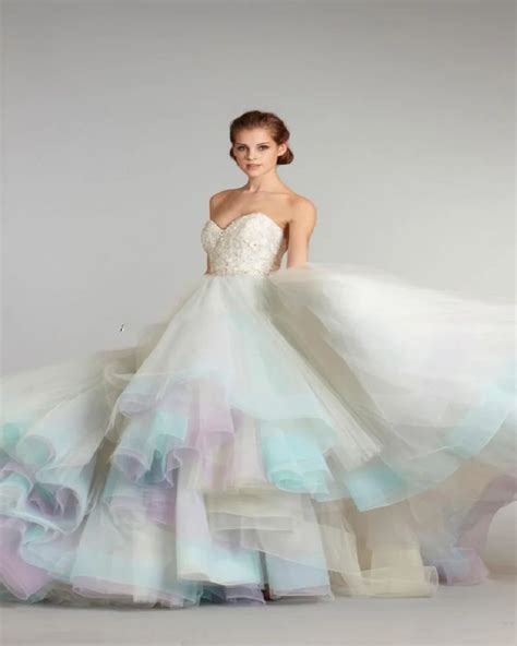 New Arrival A Line Colorful Wedding Dresses 2016 Sweetheart Rainbow