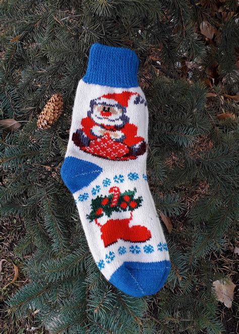 Santa Claus Socks Women Socks Christmas Socks Wool Socks Etsy Uk