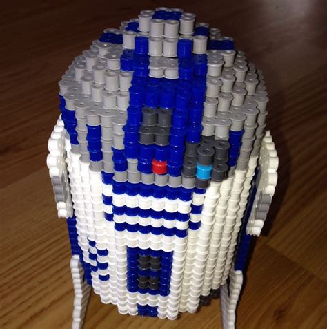 R2-D2 Star Wars Inspired Perler Bead 3D Art Puzzle Rotating