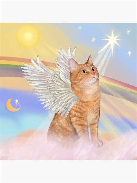 Heavens Clouds Orange Tabby Cat Angel Sticker For Sale By