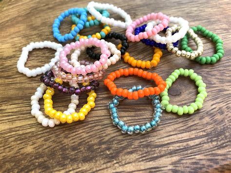 Tiny Bead Rings Stretch Rings Seed Bead Rings Simple Ring Etsy In 2020 Beaded Rings Stretch