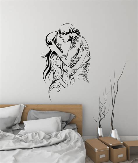 Love Couple Vinyl Wall Decal Adult Bedroom Decorating Idea Stickers Mural 2962di Wall Drawing