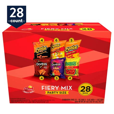 Frito Lay Fiery Mix Snacks Variety Pack Party Size 28 Count