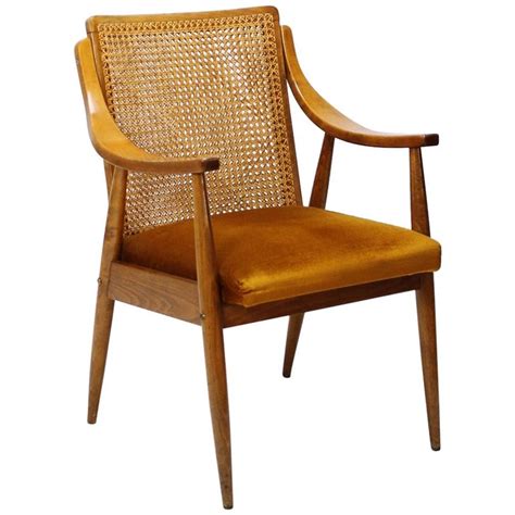 Vintage danish mid century modern solid wood accent chair. Mid-Century Modern Danish Style Cane Back Armchair 1960s ...