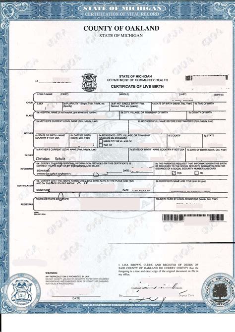 Certificate Of Live Birth Form Original Certificate Live Birth Sample