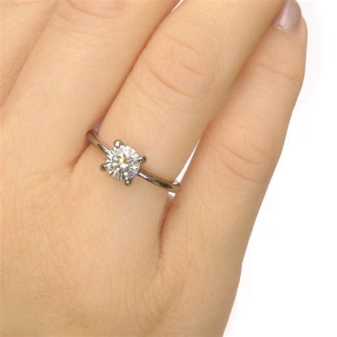 Moissanite Engagement Ring In 18ct White Gold Size L By