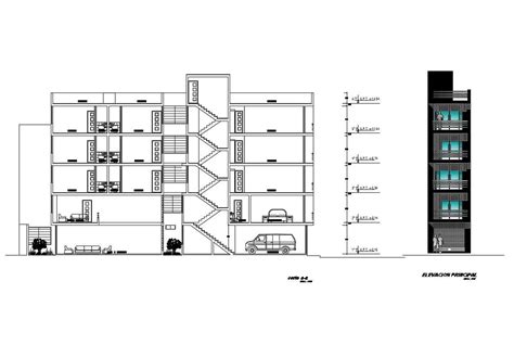 Elevation And Section View Residence Building Dwg File Cadbull My Xxx Hot Girl