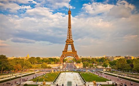 Wallpaper Eiffel Tower City Roads Square Clouds Paris France
