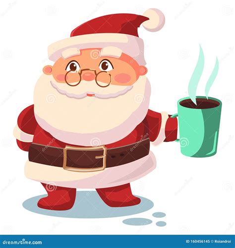 Santa Claus Drinks Coffee Vector Cartoon Character Stock Vector
