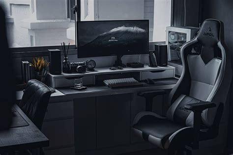 This print features video game controllers both old and modern. All black desk setups that will inspire you to adapt this ...