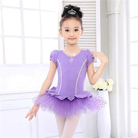 2017 Kids Ballet Dance Dress Cropped Lycra Ballet Sling Short Sleeve