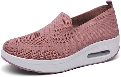 Jabasic Women Air Cushion Slip On Platform Shoes Comfortable Walking