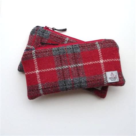 Red Tweed Pencil Case Makeup Pouch Zippered By Lifecovers Fabulous