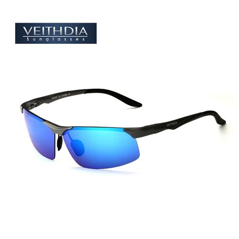 Veithdia Aluminum Magnesium Polarized Mens Sunglasses Sun Glasses Night Driving Bluered Mirror