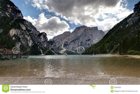 Portrait Of Lake Braies Stock Image Image Of Alps Environment 26393205