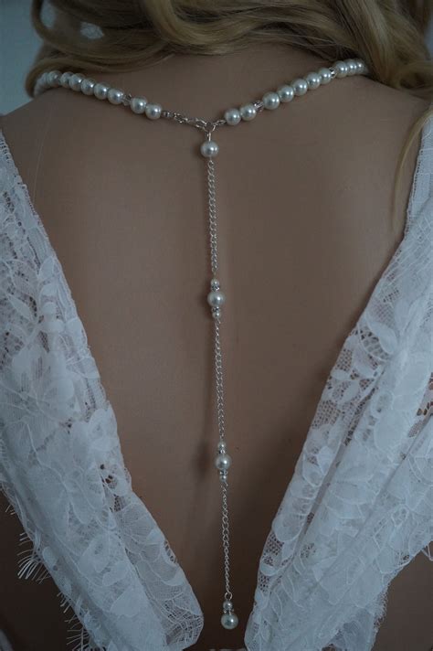 Braut Perlen Rückwärtskette Hochzeits Rücken Dekoltee Etsyde