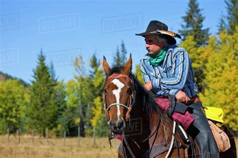 Cowboy Sitting On His Horse Stock Photo Dissolve