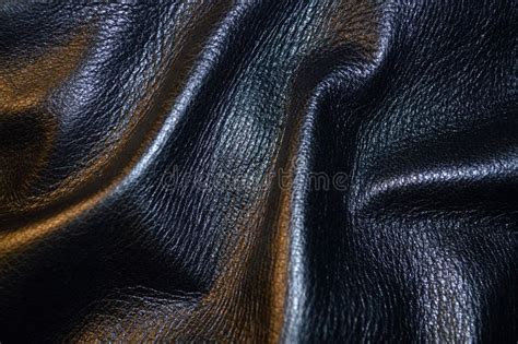 Textured Crumpled Black Leather Close Up Stock Photo Image Of