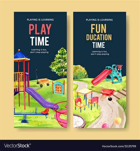 Playground Flyer Design With Seesaw Slide Jungle Vector Image