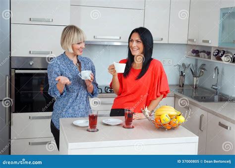 Woman Friends Chatting Stock Image Image Of Kitchen 37000805