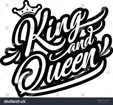 Hand Lettering Word King Queen Vector 스톡 벡터로열티 프리 676505884