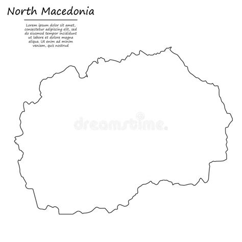 Simple Outline Map Of North Macedonia Silhouette In Sketch Line Stock