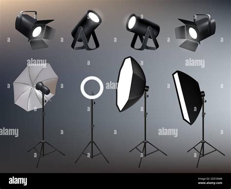Photo Studio Accessories Spotlights Softboxes And Glow And Vivid
