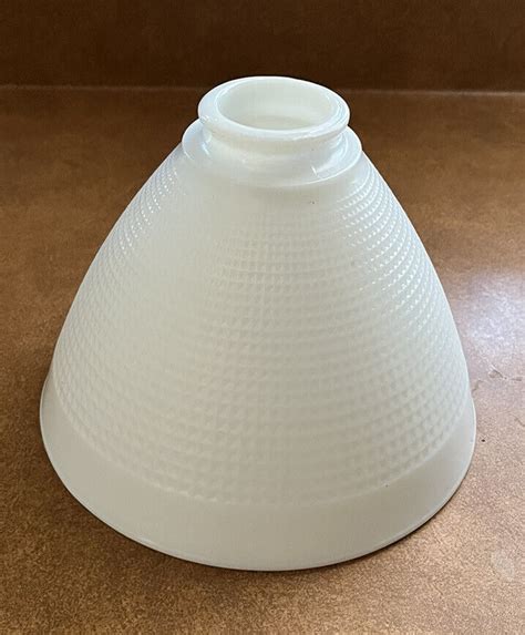 Vintage Corning White Milk Glass Waffle Pattern Lamp Torchiere Shade Ebay