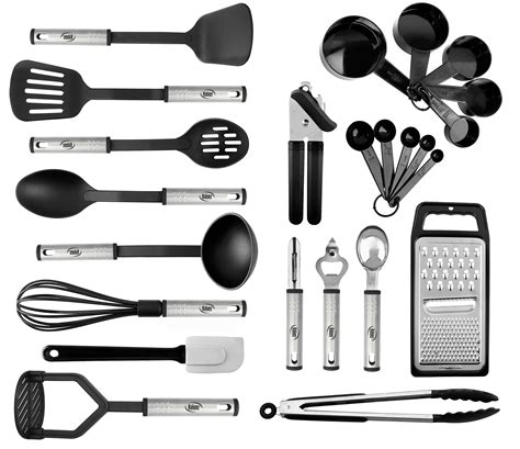 Kitchen Utensil set - 24 Nylon Stainless Steel Cooking Supplies - Non ...
