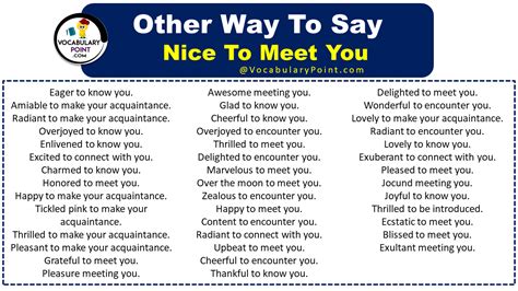 Other Ways To Say Nice To Meet You Vocabulary Point