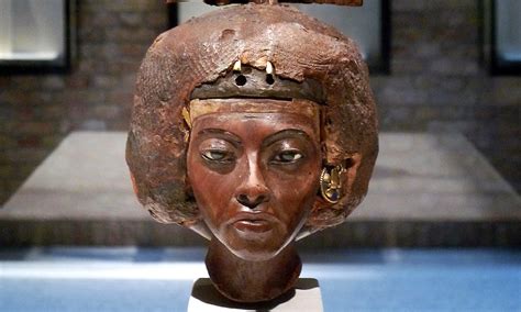Portrait Head Of Queen Tiye With A Crown Of Two Feathers C 1355 Bc