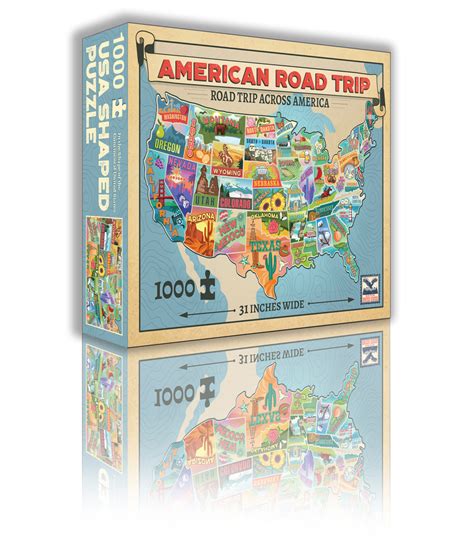 American Road Trip 1000 Piece Jigsaw Puzzle In The Shape Of The Usa