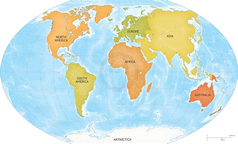 A geography map game perfect for online learning and homeschooling. Vector map of world continents ~ Graphics ~ Creative Market