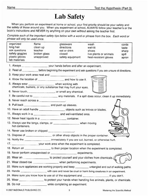 50 Lab Safety Worksheet Answers