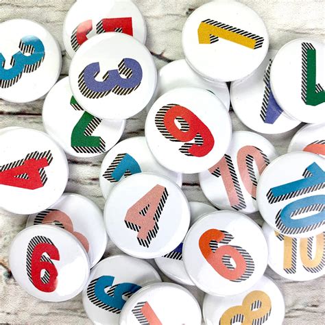 Number Pin Badges 25mm 1 Inch Letter Button Rainbow Of Etsy