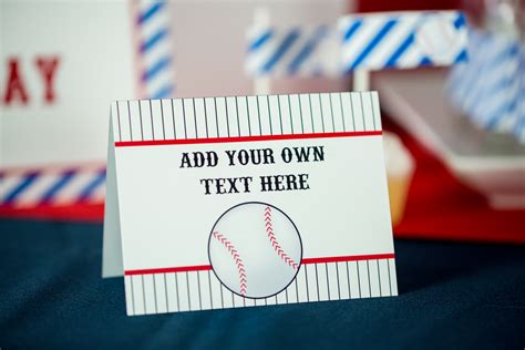 Baseball Party Food Labels In Red White And Blue Printable Studio