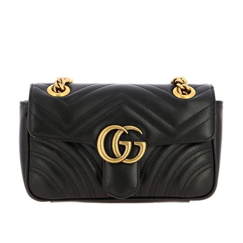 Gucci Medium Gg Marmont Bag In Quilted Leather With Chevron Pattern