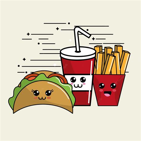 Premium Vector Kawaii Fast Food Icon Adorable Expression