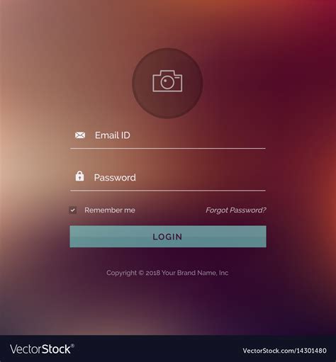 Creative Login Form Ui Template For Your Web Or App Design Stock Vector