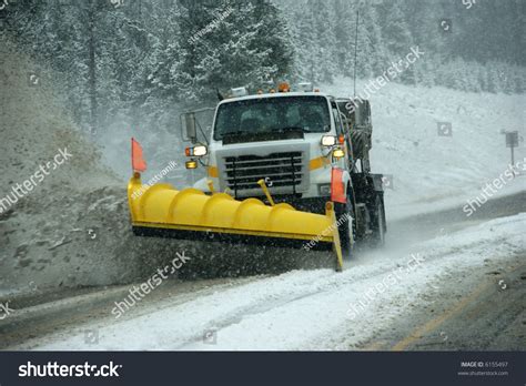 Snowplow Clearing Road Snowstorm Rocky Mountains Stock Photo 6155497