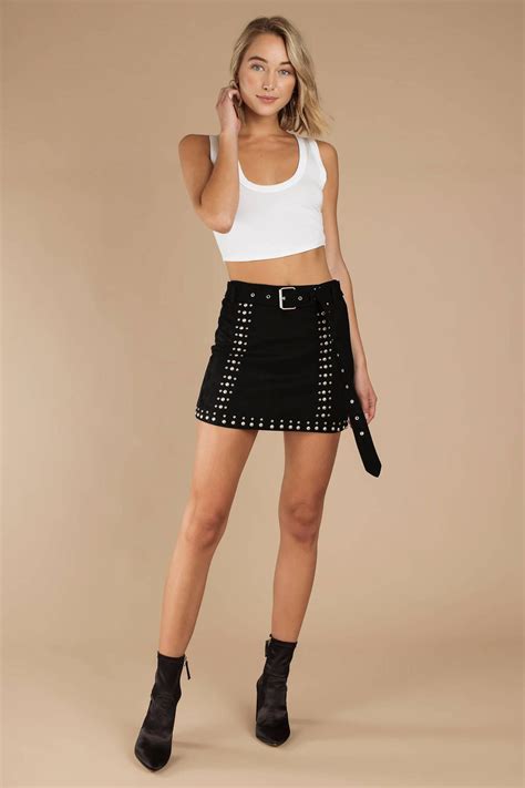 Tobi Mini Skirts Womens Renée Stone Faux Suede Skirt Black ⋆