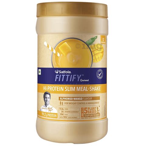saffola fittify gourmet hi protein slim meal shake alphonso mango buy jar of 420 0 gm powder at