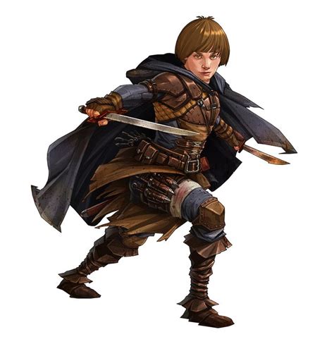 F Halfling Rogue Thief Studded Leather Armor Cloak Short Swords