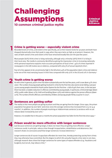 Challenging Assumptions 10 Common Criminal Justice Myths Criminal Justice Alliance