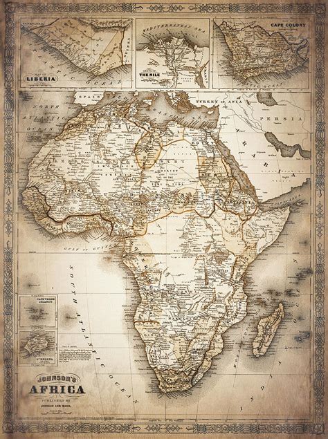 Vintage Map Of Africa 1864 Sepia Photograph By Carol Japp