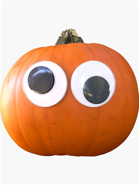 googly eyed pumpkin sticker by browntimmy redbubble